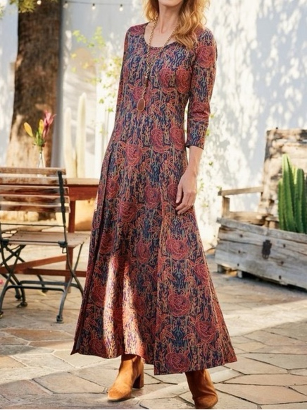 Soft Surroundings Alcott Paisley Multi Floral Flowy Maxi Dress Size Small
